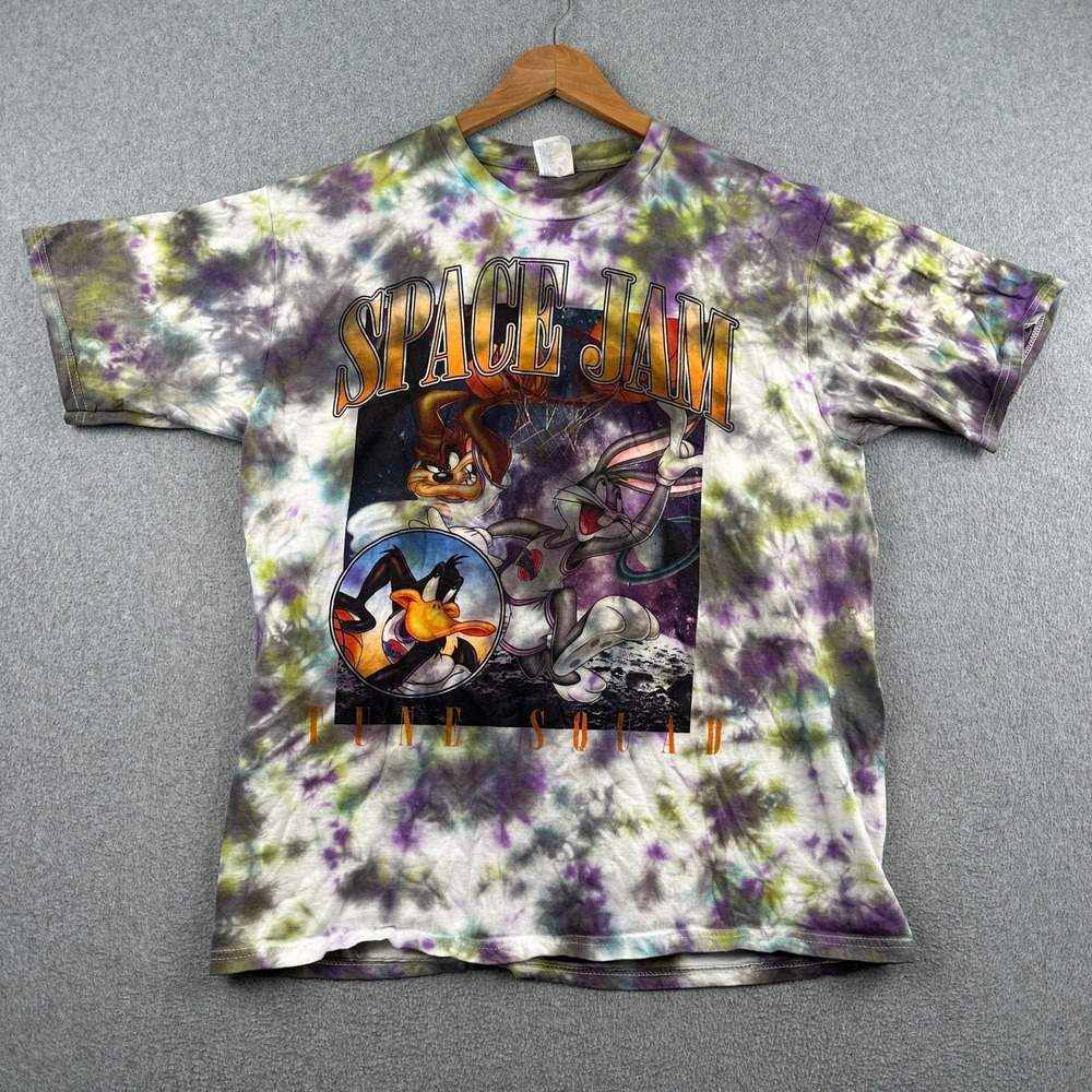 Vintage T-Shirt Mens L Multi Space Jam Tune Squad Tie Dye Graphic Tee